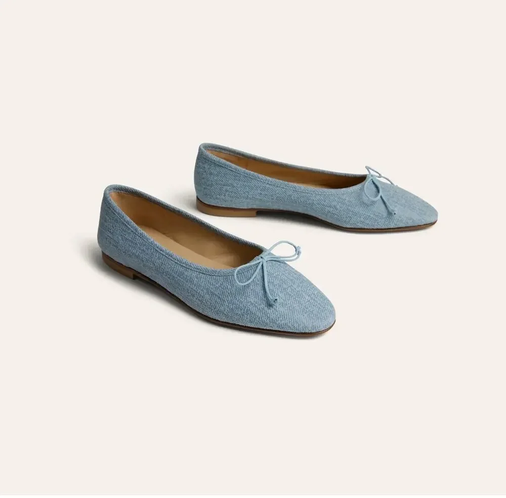 A.SOLIANI Como - Jeans Almond Toe Ballerina Flats